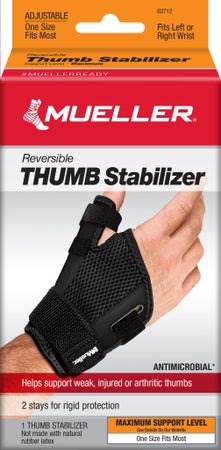 Thumb Stabilizer Mueller Sport Care® Adult One Size Fits Most D-Ring / Hook and Loop Strap Closure Left Hand Black (EA)