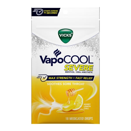 Vicks® VapoCOOL™ Severe Medicated Drops, Honey Lemon, 18 ct.