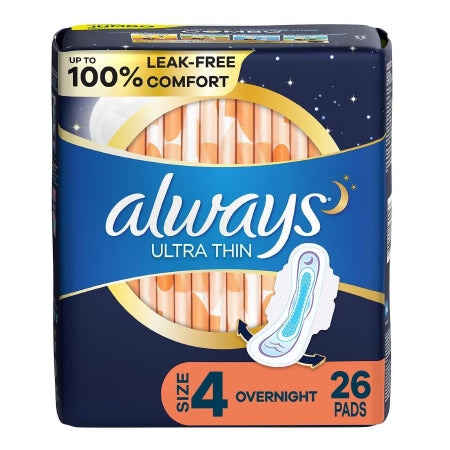 Always Ultra Thin Overnight Maxi Pad With Wings, Size 4, 156 ct.