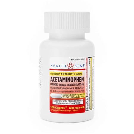 Health Star® 8-HR Arthritis Pain Relief, 650 mg. Acetaminophen Tablets, 100 ct.