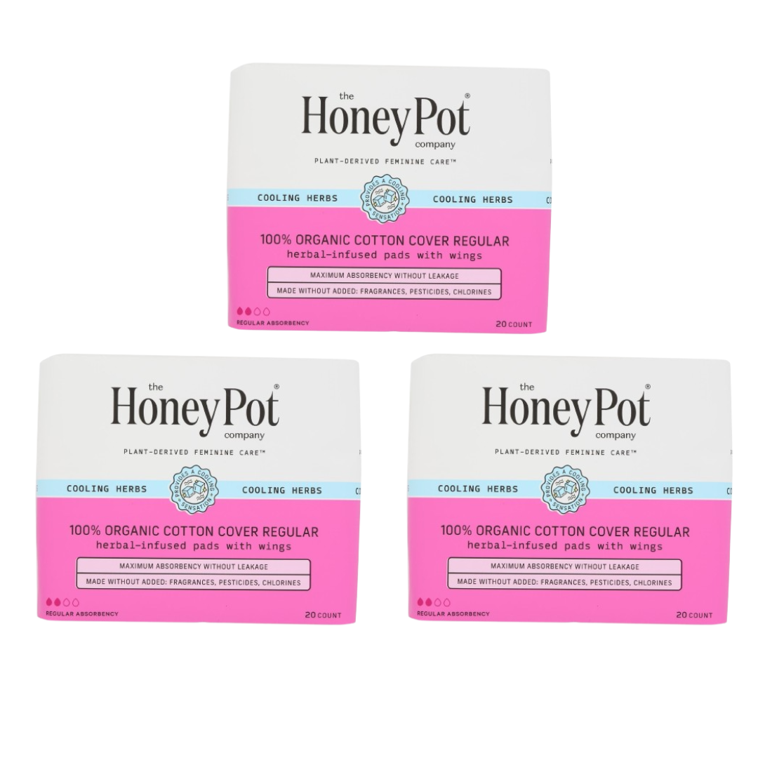 The Honey Pot Menstrual Pads Regular Herbal, 20 ct., 3 Pack