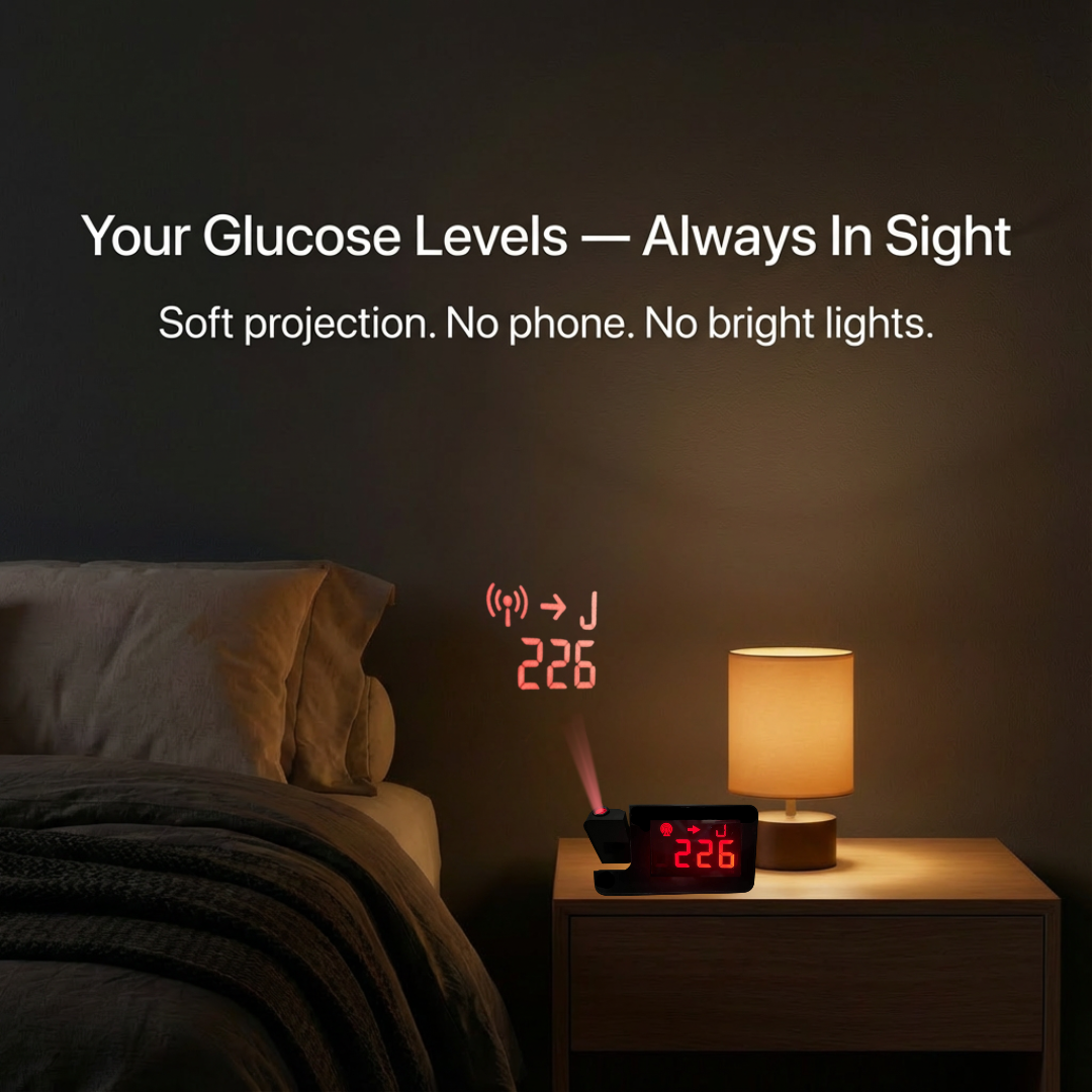 Gluview Glucose Clock Projector, Real-Time Glucose Display for Wall/Ceiling
