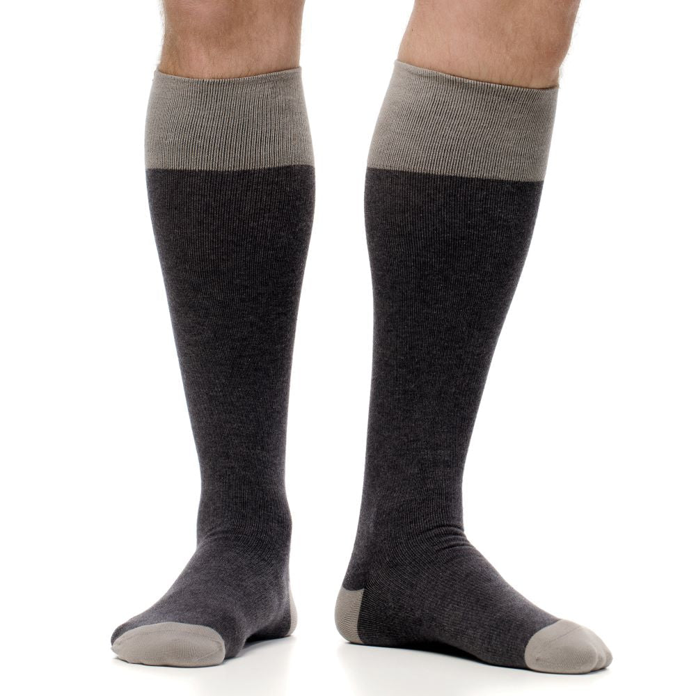VIM & VIGR Heathered Collection Dark & Light Grey Cotton Compression Socks, 30-40 mmHg