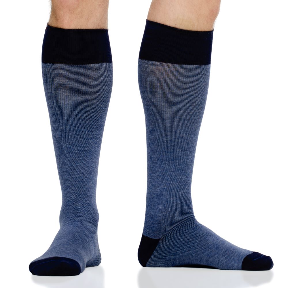 VIM & VIGR Heathered Collection Navy Cotton Compression Socks, 30-40 mmHg