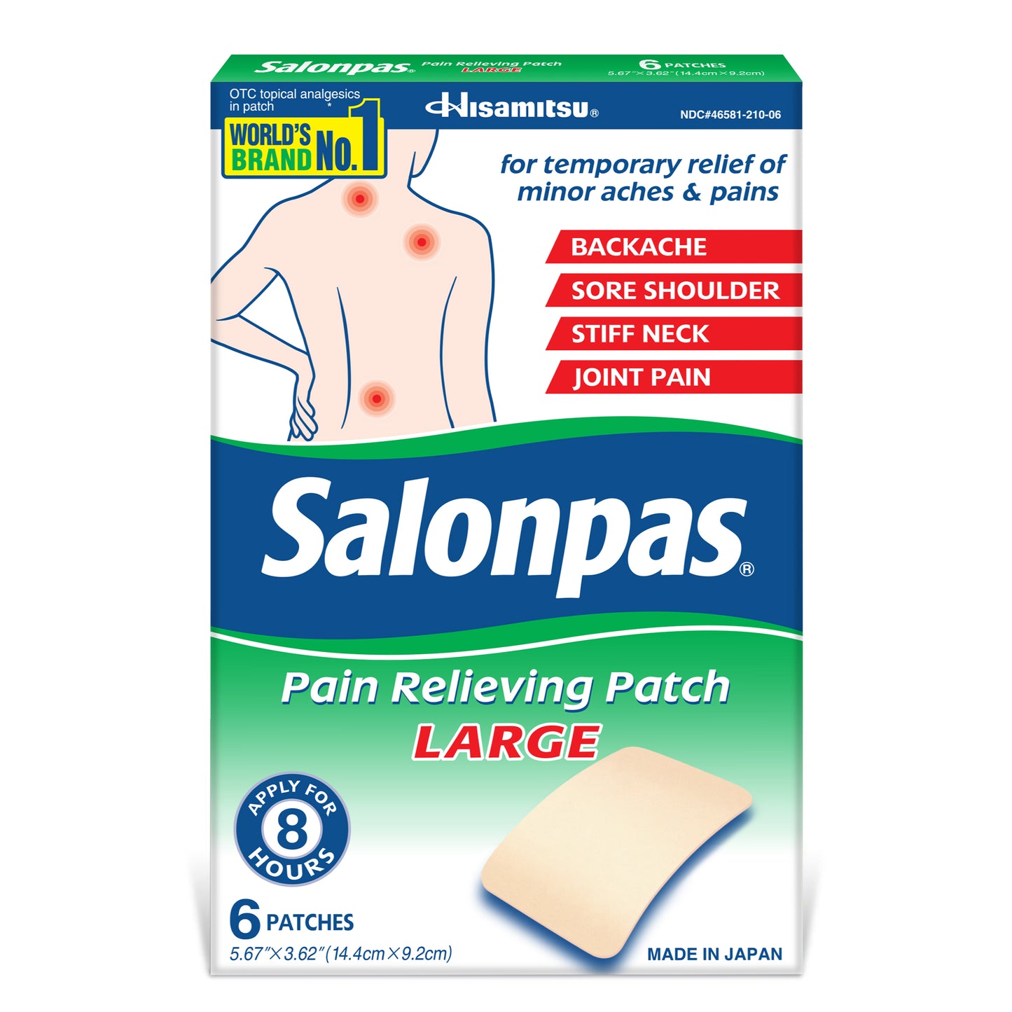 Salonpas® Topical Pain Relief Camphor and Menthol Patches, 6 ct