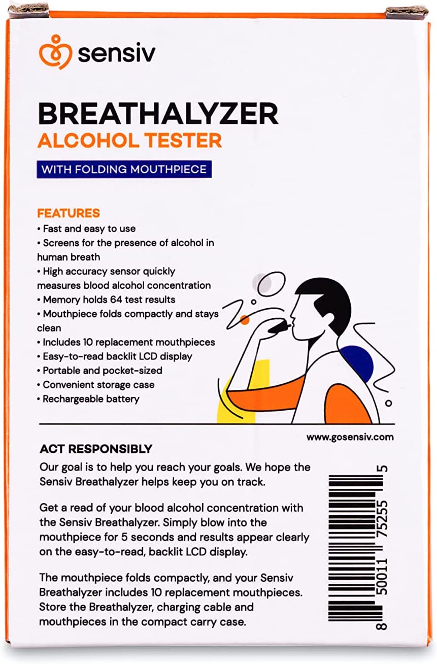 Alcoholímetro portátil Sensiv, alcoholímetro de precisión de grado profesional
