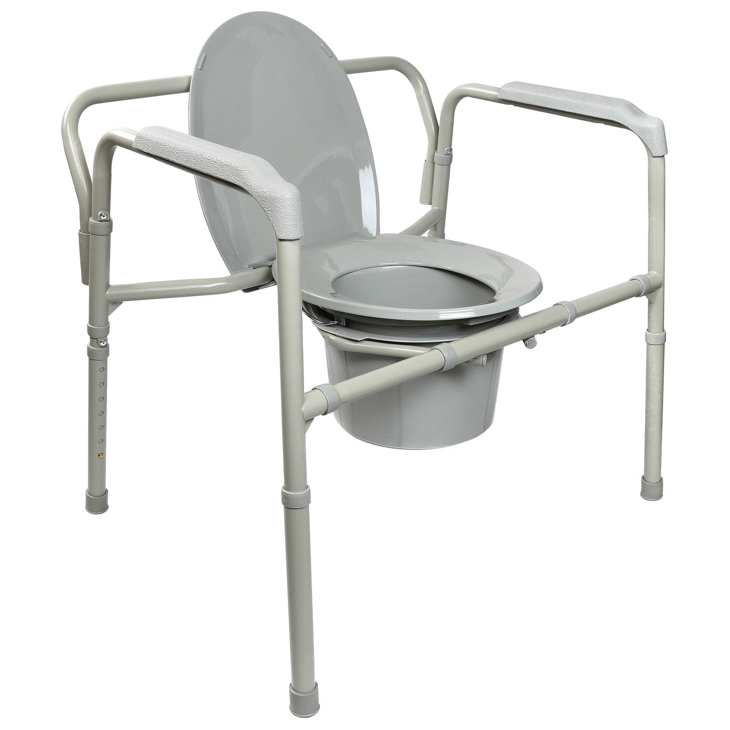 McKesson Fixed Arm Steel Folding Commode Chair, 15.5 – 22 Inch