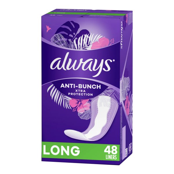 Always Anti-Bunch X-Tra Protection Long Daily Liners, 48 ct.