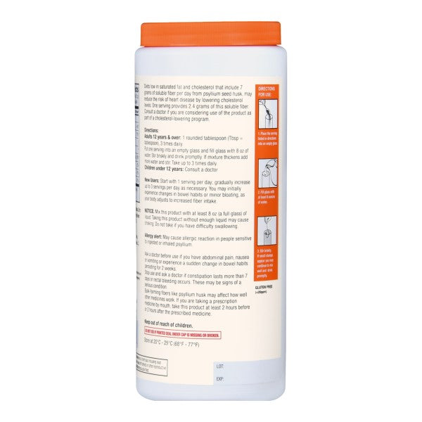 Foster & Thrive Fiber Powder Psyllium Husk, Orange Flavor, 48 Servings