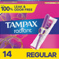 Tampax Radiant Regular Absorbency Plastic Applicator Individually Wrapped, 14 ct