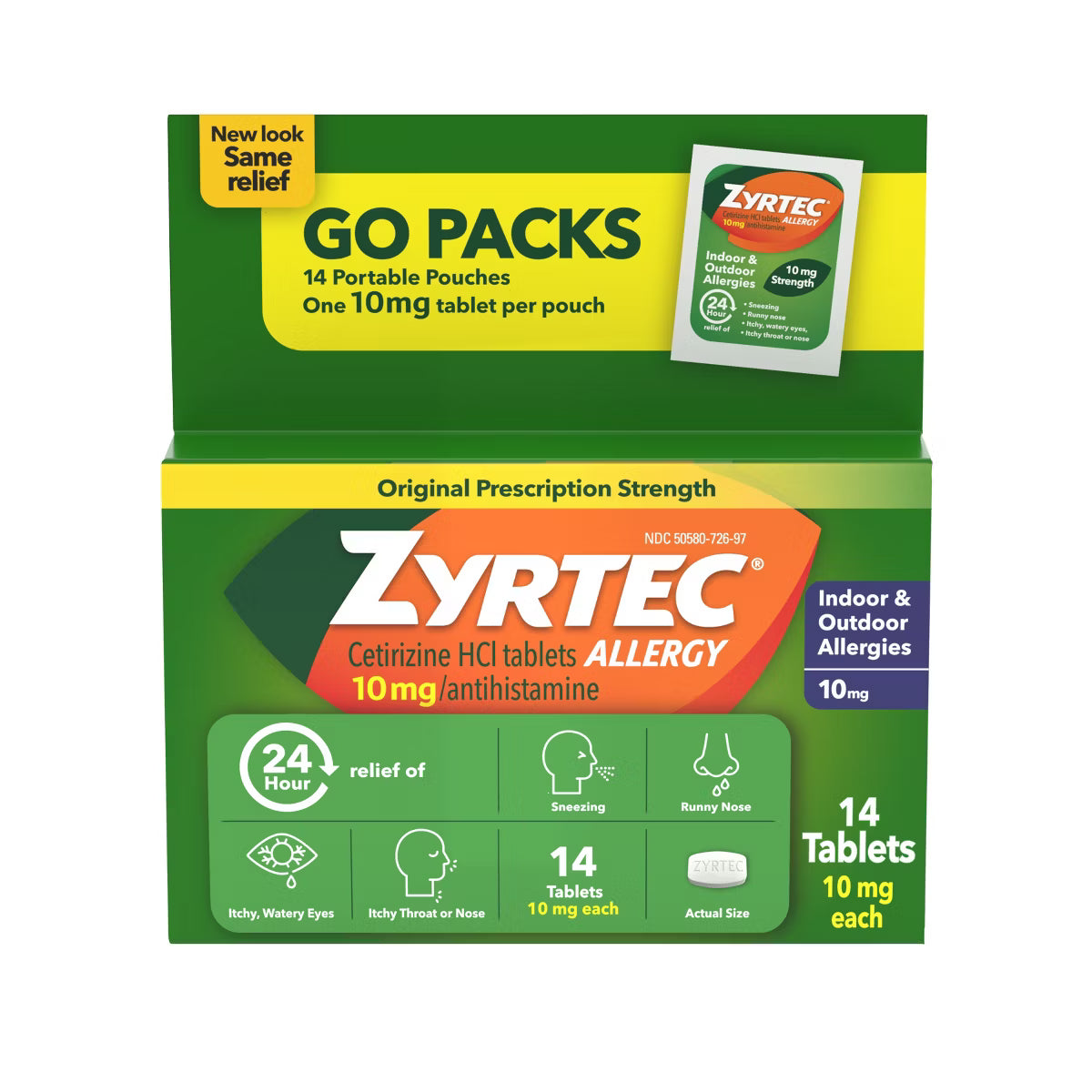 Zyrtec® Allergy Cetirizine HCl 10 mg 24 Hour Go Packs Tablets