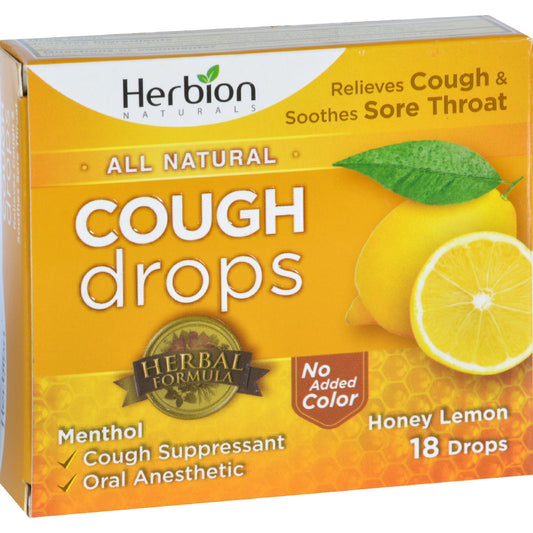Herbion Naturals Cough Drops, Honey Lemon, 18 ct.