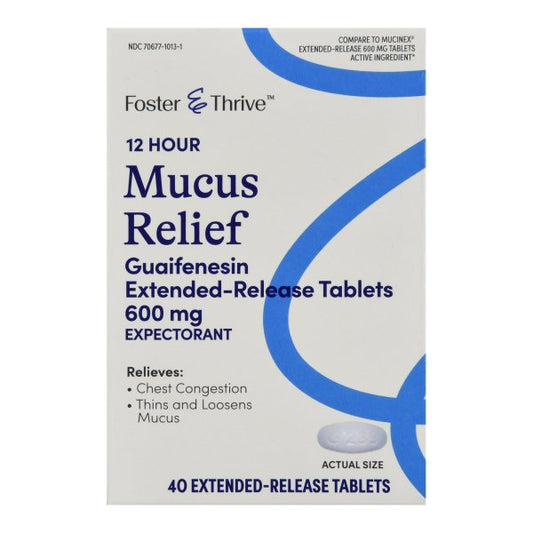 Foster & Thrive* Guaifenesin 600 mg Mucus Relief tablets, 40 ct