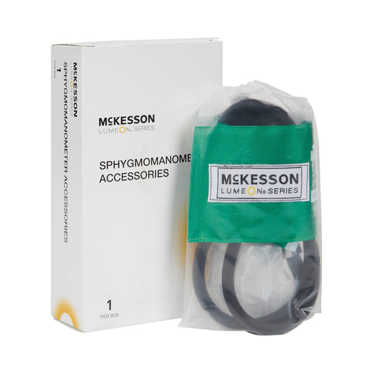 McKesson LUMEON™ Blood Pressure Cuff and Bulb, Nylon Cuff, Small Cuff, Green, 13.9 – 19.5 cm, Arm, Child