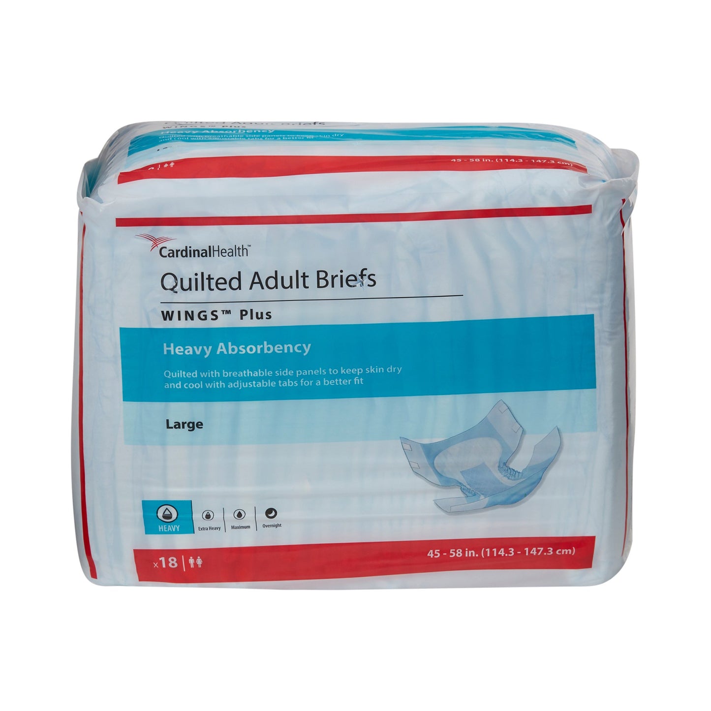 Wings™ Plus Quilted Heavy Absorbency Incontinence Brief, Large, 18 ct