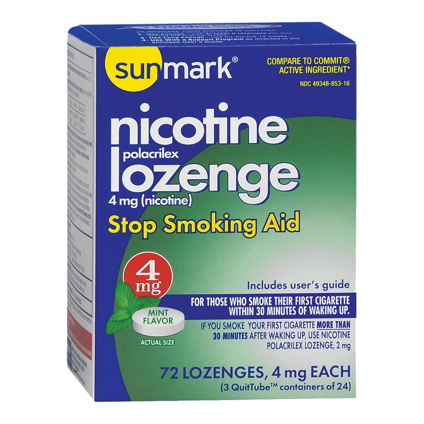 Sunmark® 4 mg Nicotine Polacrilex Stop Smoking Aid, Mint, 72 ct
