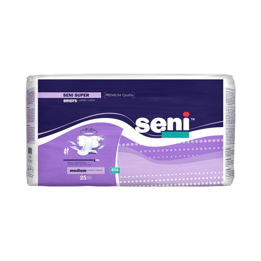 Seni® Super Heavy Absorbency Incontinence Brief, Medium, 25 ct