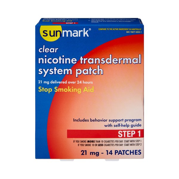 Sunmark® Clear Transdermal Patch Quit Smoking Aid, Step 1