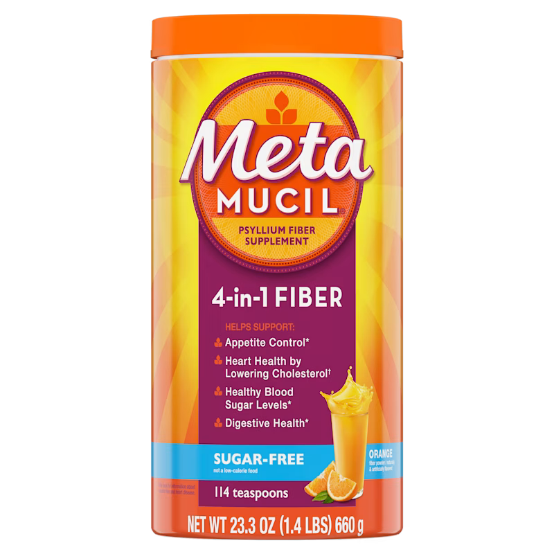 Metamucil Psyllium Fiber Supplement Sugar Free Powder, Orange