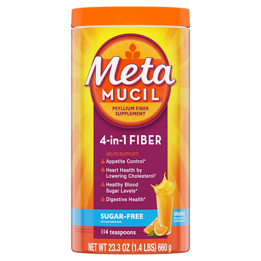 Metamucil Psyllium Fiber Supplement Sugar Free Powder, Orange