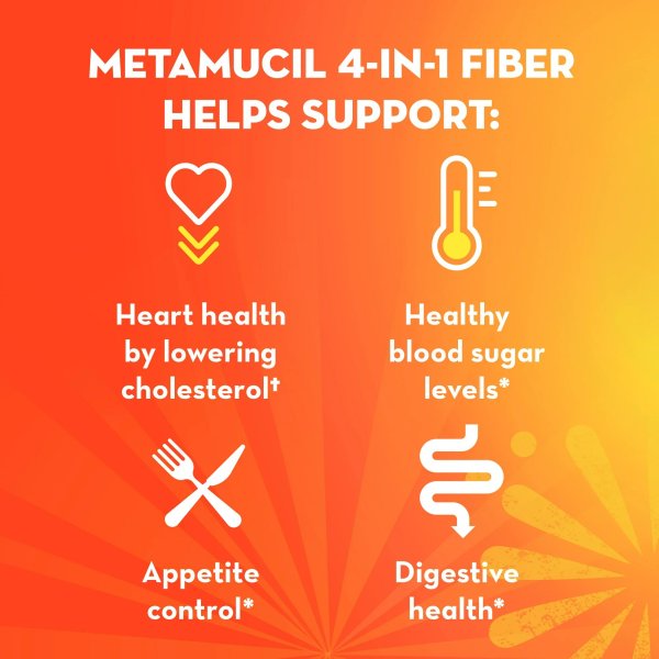 Metamucil Psyllium Fiber Supplement Sugar Free Powder, Orange
