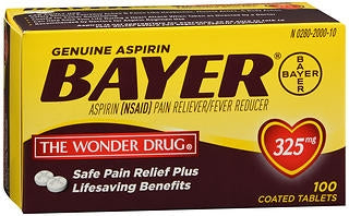 Bayer Aspirin Pain Relief 325 mg Strength Aspirin Tablet, 100 ct