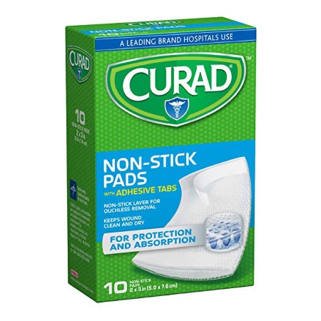 Curad? Non-Stick Pads with Adhesive Tabs, 2 x 3 Inch, 10 ct.