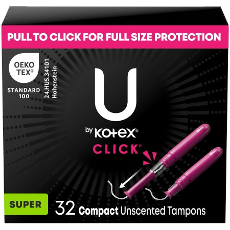 Tampon U by Kotex® Click® Super Absorbency Plastic Applicator Individually Wrapped (BX)