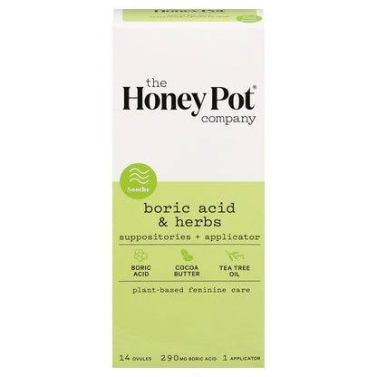 The Honey Pot Boric Acid & Herbs Suppositories, 14 ct.