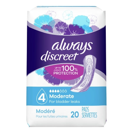 Always Discreet Bladder Control Pad, Moderate, 60 ct