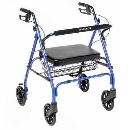 McKesson Bariatric Blue Folding Steel Four-Wheel Rollator