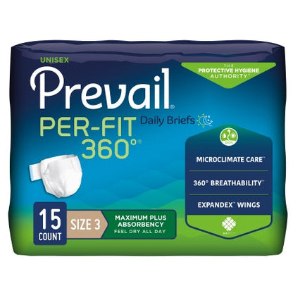 Prevail Per-Fit 360 Daily Briefs, Maximum Plus, Size 3, 15 ct.