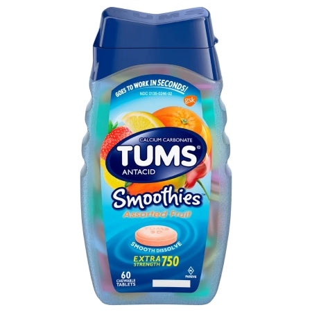 Tums Smoothies Extra Strength Antacid Chewable Tablets, Assorted Fruit, 60 ct.