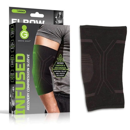 Green Drop Infused Compression Sleeve Elbow Support, Large/Extra Large