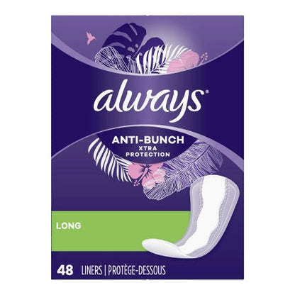 Always Anti-Bunch X-Tra Protection Long Daily Liners, 48 ct.