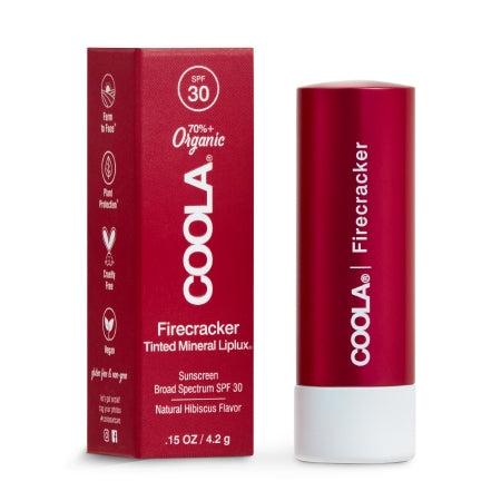 Coola Mineral Liplux Organic Lip Balm Sunscreen SPF 30, Firecracker, 0.15 oz.