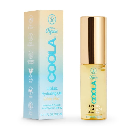 Coola Classic Liplux Organic Hydrating Lip Oil Sunscreen SPF 30, Golden Glow