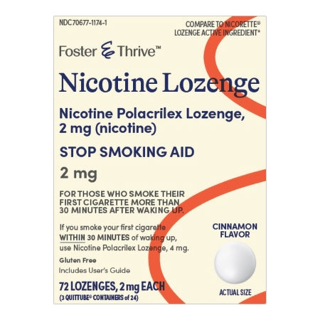 Foster & Thrive Nicotine Polacrilex Lozenges 2 mg Cinnamon, 72 ct.