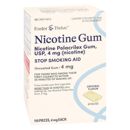 Foster & Thrive Nicotine Gum, Uncoated, Stop Smoking Aid