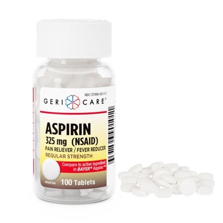 Pain Relief Geri-Care® 325 mg Strength Aspirin Tablet 100 per Bottle (BT)