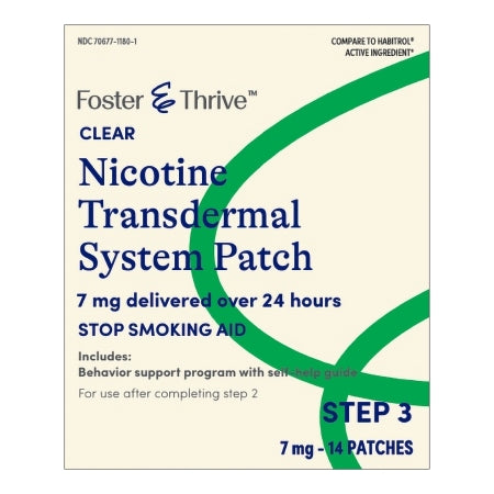 Foster & Thrive* Step 3 7 mg Clear Nicotine Transdermal Patch Stop Smoking Aid