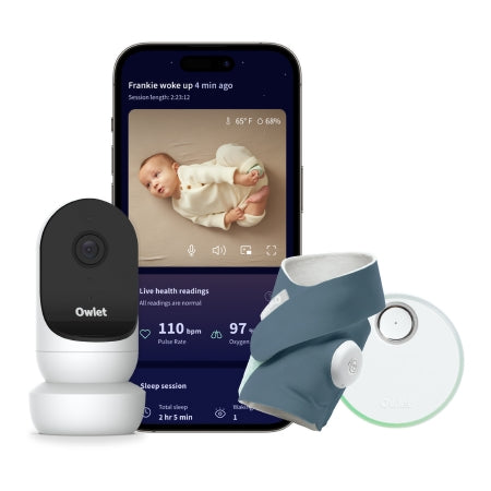Owlet Dream Sock Duo 2 FDA-Cleared Smart Baby Monitor, Bedtime Blue