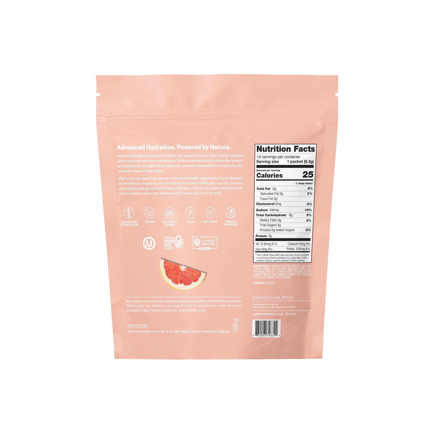 Cure Hydrating Electrolyte Powder Mix Packets