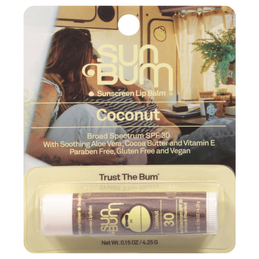 Sun Bum Lip Balm SPF 30, Coconut, 0.15 Oz