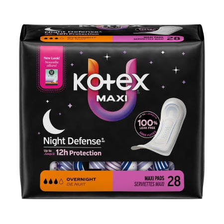 Feminine Pad U by Kotex® Night Defense® Overnight Maxi Heavy Absorbency (PK)