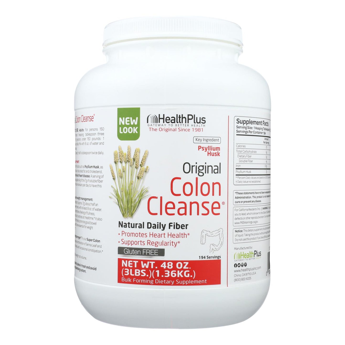 Health Plus The Original Colon Cleanse Daily Fiber, 3 lbs.