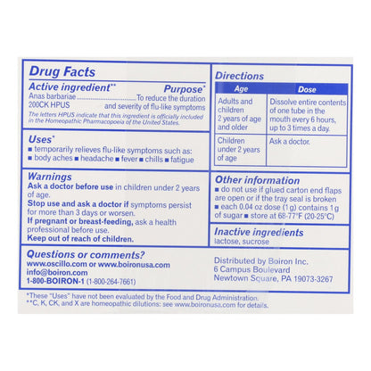 Boiron Oscillococcinum Flu Symptom Relief Pellets, 12 ct.