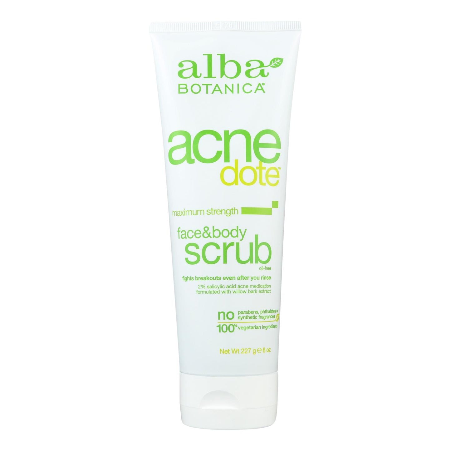 Alba Botanica Acnedote Maximum Strength Face & Body Scrub, 8 Oz