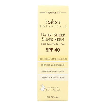 Babo Botanicals - Sunscreen - Daily Sheer - Spf 40 - 1.7 Oz