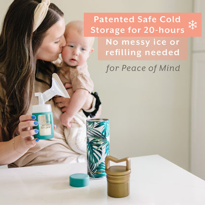 Mila's Keeper Breast Milk Cooler Starter Set, Panama Palms